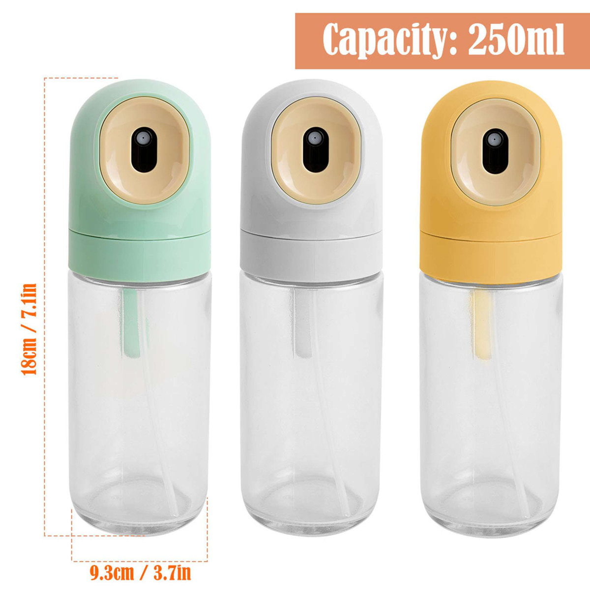 Oil Sprayer for Cooking, 250ml/8.4oz Refillable Glass Olive Oil Dispenser Spray Bottle for Kitchen, Food-grade Oil Mister for Air Fryer, Salad, Frying, BBQ